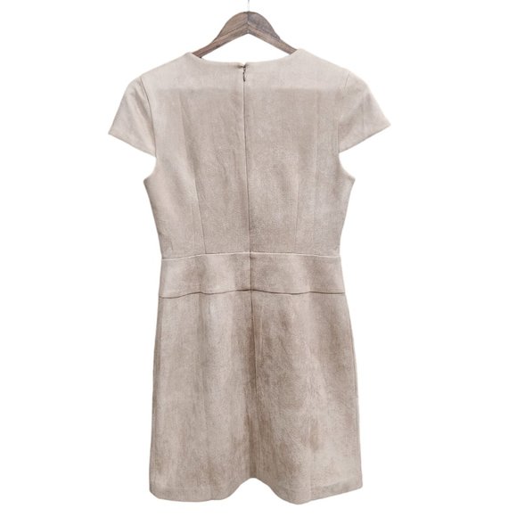 DKNY Light Tan Super Soft Crew Neck Party/Work/Wedding Suede Dress Size 6 - Picture 2 of 8